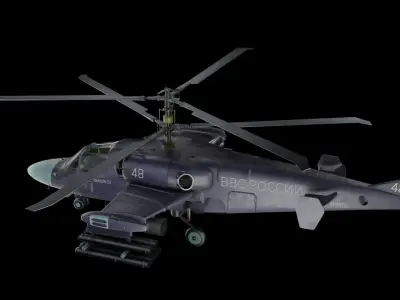 Kamov helicopter Ka-52 alligator Low-poly 3D model