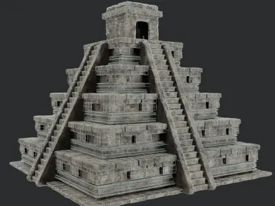 PYRAMID TEMPLE AZTEC MAYAN INCA PLATFORM STAIRS COLLECTION Low-poly 3D model
