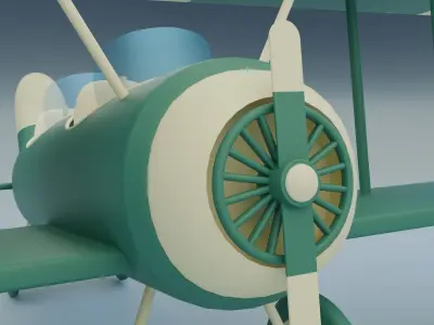 Stylized WW1plane Low-poly 3D model