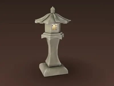 Toro - Stone Lantern - Hand Painted 3D model