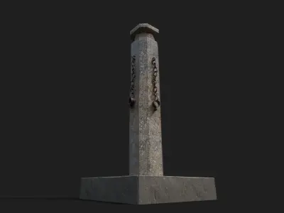 Medieval pillory wooden pole Low-poly 3D model