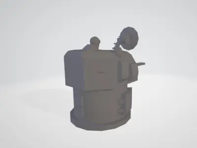 SPANISH WARSHIP AA GUN Low-poly 3D model