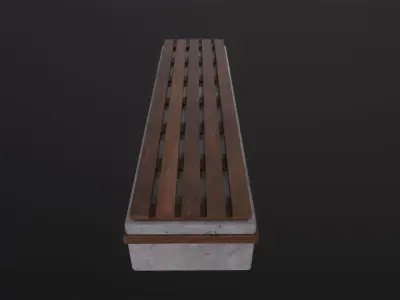Worn Wooden Bench Block 3D Model Low-poly 3D model