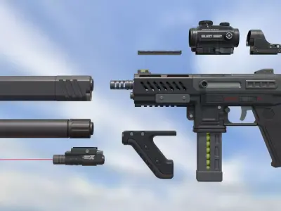 Machine Pistol Single-Auto Reapter 9 3D model