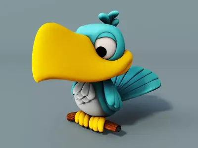 Cartoon bird 3D model