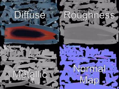 Modern Warship model pack Low-poly 3D model