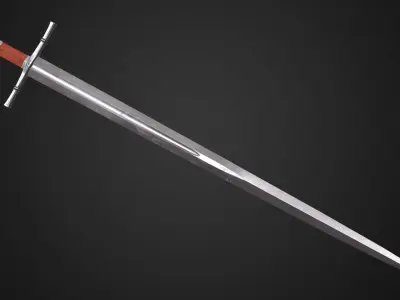 Medieval sword Low-poly 3D model 23