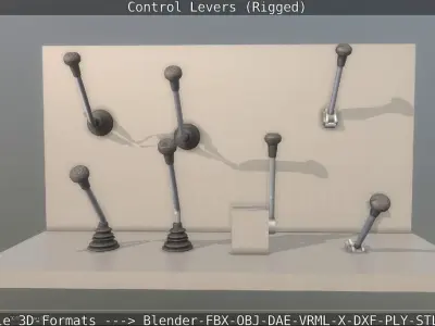 Control Levers - Rigged - Low-poly 3D model
