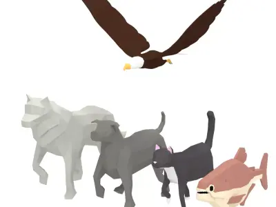 Animal Pack Animated Low-poly 3D model