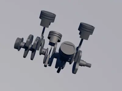 Piston Connecting Rod and Crankshaft Low-poly 3D model