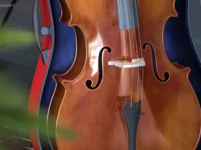 Cello Instrument with Bow 3D model