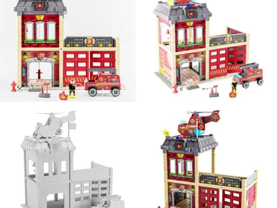 Hape Firehouse Play Set Low-poly 3D model
