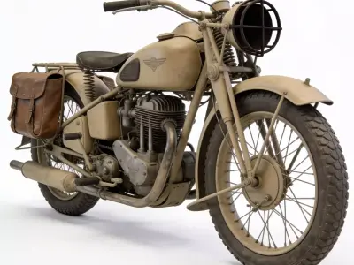 WWII Desert Military Motorcycle 3D Model Low-poly 3D model