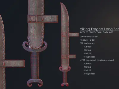 Viking Forged Long Seax Low-poly 3D model