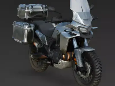 Realistic Adventure Touring Motorcycle 3d model Low-poly 3D model