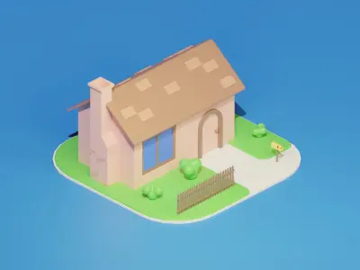 Low Poly Cartoon House Free low-poly 3D model