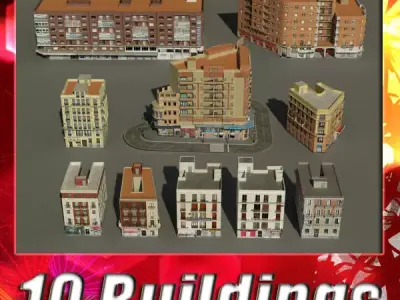 Building Collection 51 - 60 Low-poly 3D model