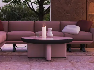 Contemporary Coffee and End Table with Props Low-poly 3D model
