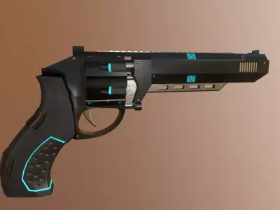 Revolver sci-fi Low-poly 3D model