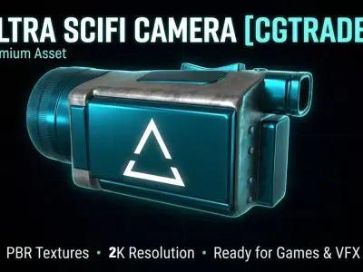 Sci-Fi Futuristic Handheld Camera Game Ready PBR Low-poly 3D model