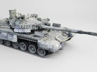 Russian T-80 tank destroyed by Ukrainian army 3D model