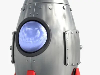 Cartoon Rocket Low-poly 3D model