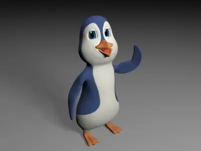 Cartoon penguin Low-poly 3D model