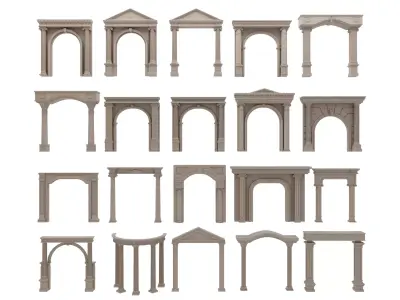 Arched facade columns doorway pilaster 3D model