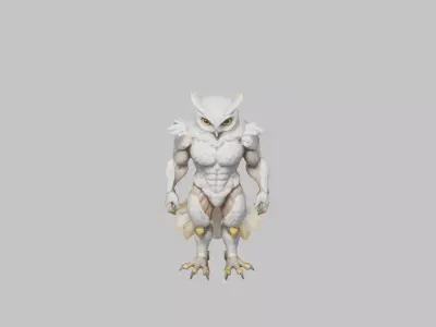 Owl Warrior Character Low-poly 3D model