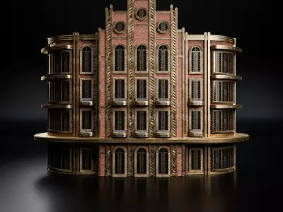 ART DECO STEAMPUNK BUILDING 04 Low-poly 3D model