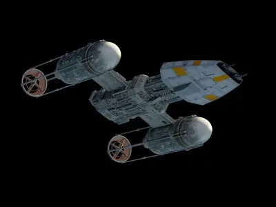Y-Wing star wars spacecraft flying in air 3D model