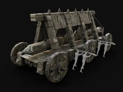 WAR MACHINE BATTERING RAM MEDIEVAL SIEGE ENGINE WAR BATTLE Low-poly 3D model