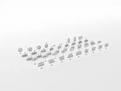 Signage Collection Streets navigation Low-poly 3D model