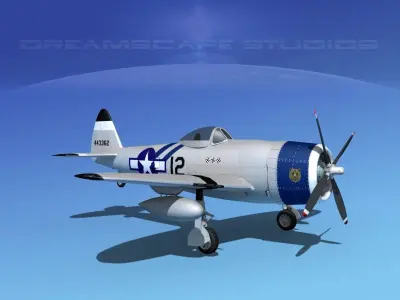 Republic P-47D Thunderbolt V16 3D model