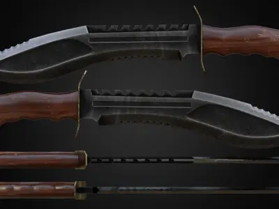 Kukri knife skin standoff 2 Low-poly 3D model