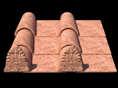 Roman roof tiles Low-poly 3D model