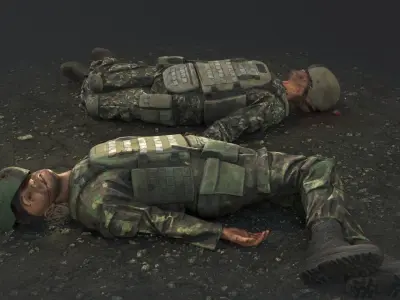 Fallen Soldier 4 Low-poly 3D model