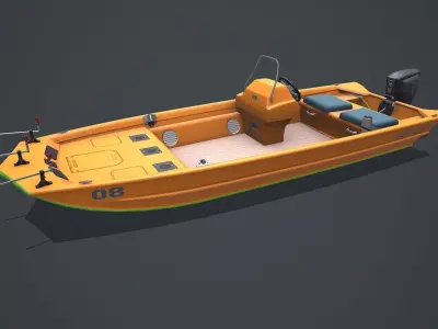 Electric Fishing Boat Low-poly PBR Low-poly 3D model