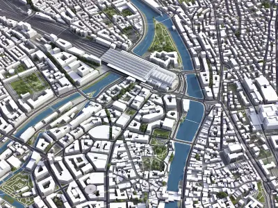 Zurich Low-poly 3D model