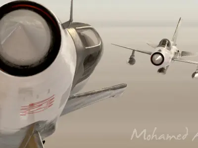 Mig-21 fighter jet flying in sky 3D model