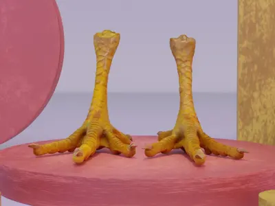 Pair chicken feet high-poly 3D model