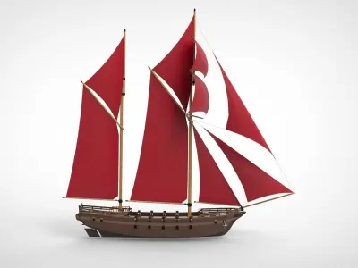 Pirate Ship sailing wa 3D model
