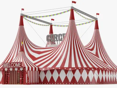 Interior And Exterior Circus Tent 03 3D model
