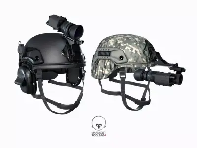 Military helmet game ready 3D model Low-poly 3D model