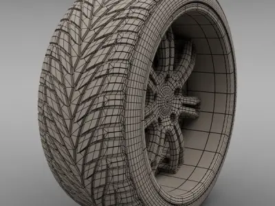 Savini Forged SV-24S Wheel and Tire 3D model
