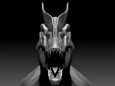 Dinosaur Hybrid Dilophosaurus Sculpt Project 3D model