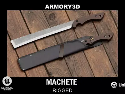 GAME READY MACHETE WITH CASE RIGGED Free low-poly 3D model