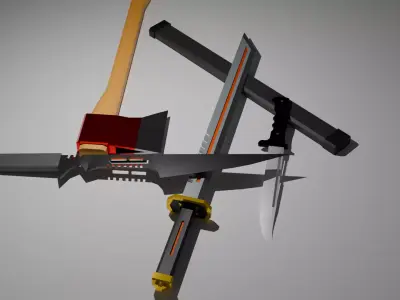 Kit de 4 armas  Low-poly 3D model