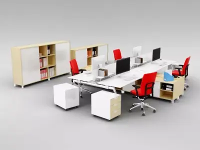 Office Interior Furniture Set 3D model