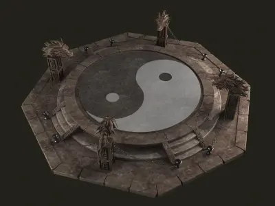 altar respawn Dragons platform stairs base rocks stone 3D model